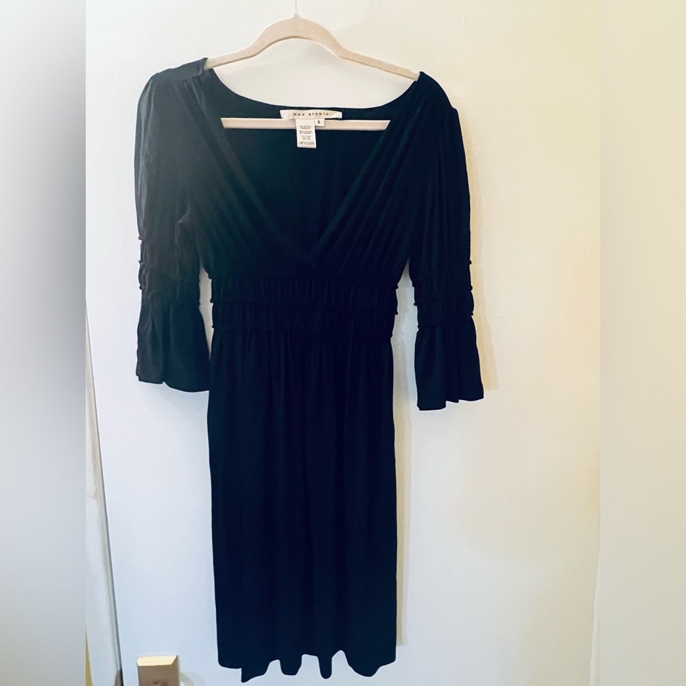 Max Studio Black Sheath Dress with Bell Sleeves